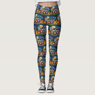 American Staffordshire Dog Pumpkin Halloween Funny Leggings