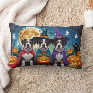 American Staffordshire Dog Pumpkin Halloween Funny Lumbar Pillow