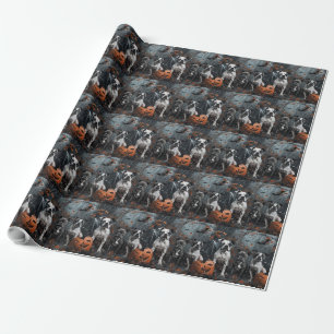 American Staffordshire Halloween Night Doggy  Wrapping Paper