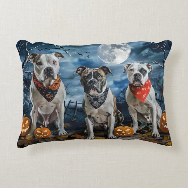 American Staffordshire Halloween Spooky  Accent Pillow (Front)