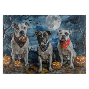 American Staffordshire Halloween Spooky Cutting Board