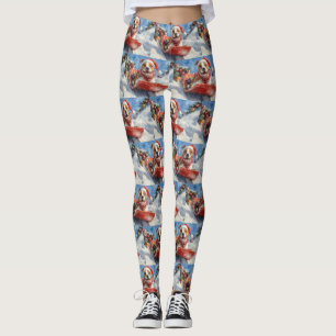 American Staffordshire in Sledge Christmas Leggings