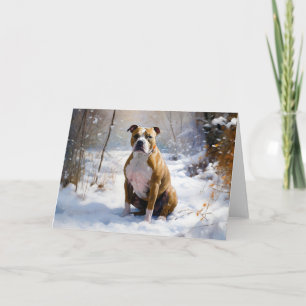 American Staffordshire Let It Snow Christmas Card
