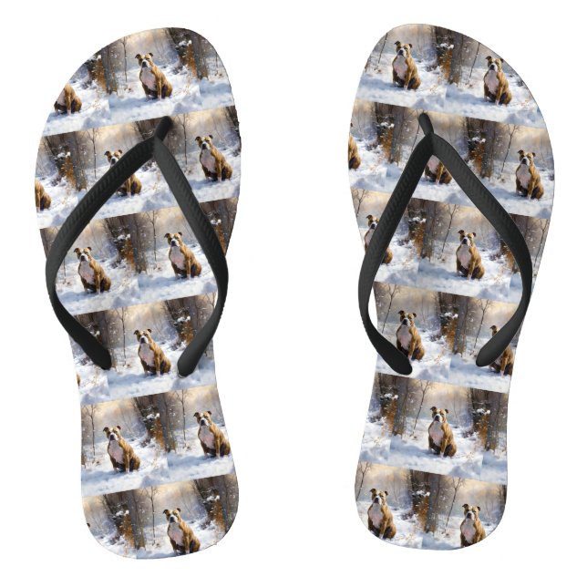 American Staffordshire Let It Snow Christmas  Flip Flops (Footbed)