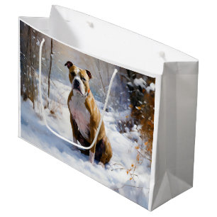 American Staffordshire Let It Snow Christmas  Large Gift Bag