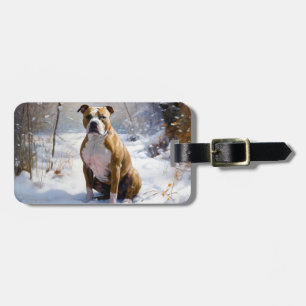 American Staffordshire Let It Snow Christmas  Luggage Tag