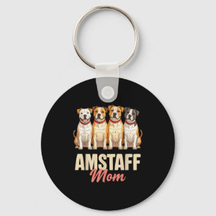 American Staffordshire Mom Pet Lover Puppy Owner A Keychain