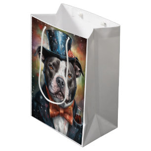 American Staffordshire New Year Card Medium Gift Bag