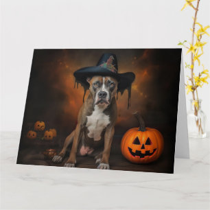 American Staffordshire Pumpkins Halloween Scary Card