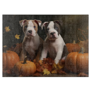 American Staffordshire Puppy Autumn Delight Cutting Board