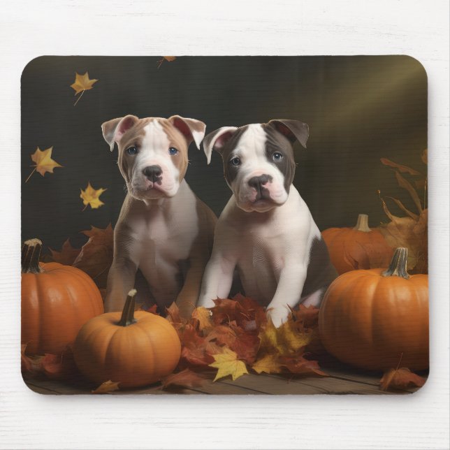 American Staffordshire Puppy Autumn Delight Mouse Pad (Front)