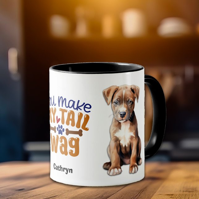 American Staffordshire Puppy You Make My Tail Wag Mug (Creator Uploaded)