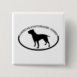 American Staffordshire Silhouette Black Button