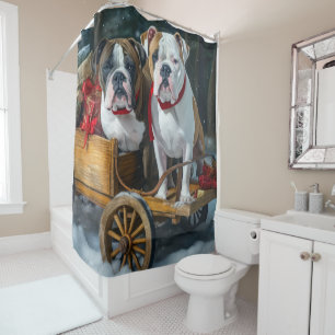 American Staffordshire Snowy Sleigh Christmas 