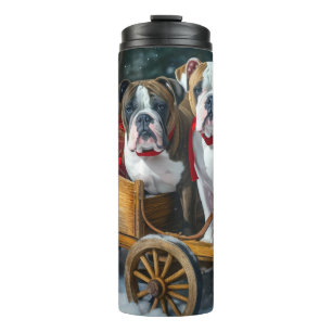 American Staffordshire Snowy Sleigh Christmas  Thermal Tumbler