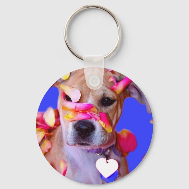 American Staffordshire Terrier Boxer Mix Puppy Dog Keychain (Front)