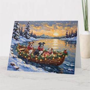 American Staffordshire Terrier Christmas Boat Card