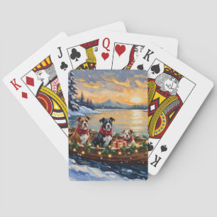 American Staffordshire Terrier Christmas Boat Playing Cards