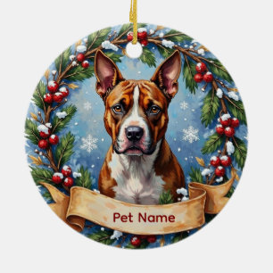 American Staffordshire Terrier Christmas Ceramic Ornament