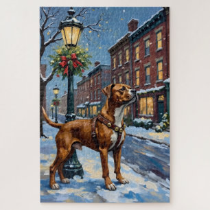 American Staffordshire Terrier Christmas City Jigsaw Puzzle