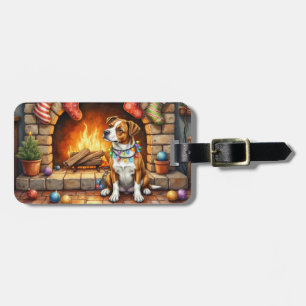 American Staffordshire Terrier Christmas Lights Luggage Tag