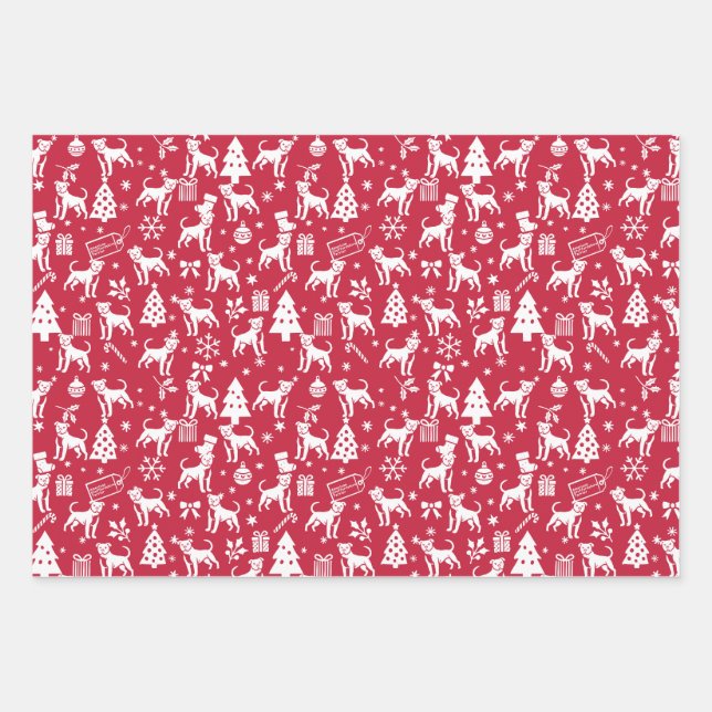 American Staffordshire Terrier Christmas Wrapping Paper Sheet (Front)