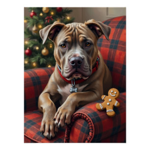American Staffordshire Terrier Cozy Christmas Poster