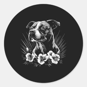 American Staffordshire Terrier Dog Lover Retro Sty Classic Round Sticker