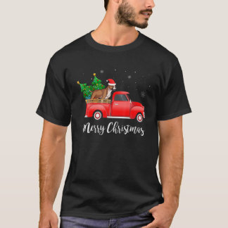 American Staffordshire Terrier Dog Riding Red Truc T-Shirt
