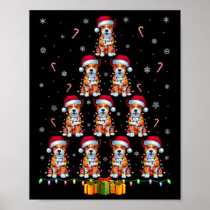 American Staffordshire Terrier Dog Santa Hat Xmas Poster