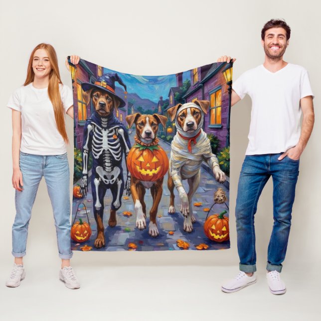 American Staffordshire Terrier Dogs Halloween Fleece Blanket (In Situ)
