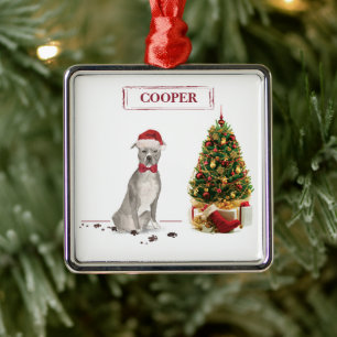 American Staffordshire Terrier Funny Christmas Dog Metal Ornament