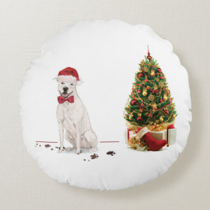 American Staffordshire Terrier Funny Christmas Dog Round Pillow