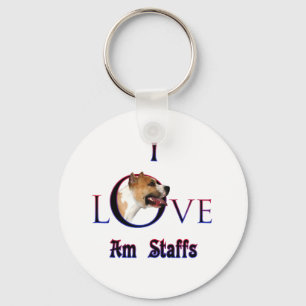 American Staffordshire Terrier I Love Keychain
