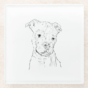 American Staffordshire Terrier Illustration Glass Coaster