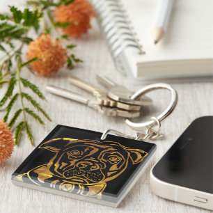 AMERICAN STAFFORDSHIRE TERRIER KEYCHAIN