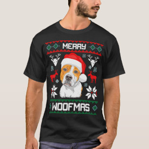  American Staffordshire Terrier Merry Woofmas T-Shirt