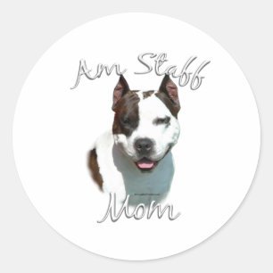 American Staffordshire Terrier Mom 2 Classic Round Sticker