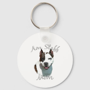 American Staffordshire Terrier Mom 2 Keychain