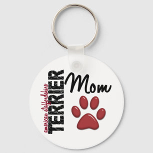 American Staffordshire Terrier Mom 2 Keychain