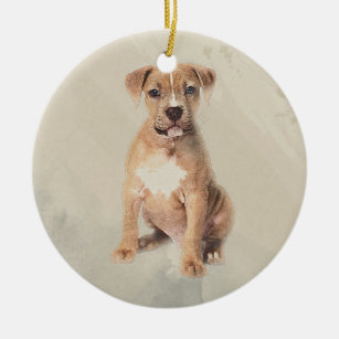 American staffordshire terrier puppy Sketch Paint Ceramic Ornament