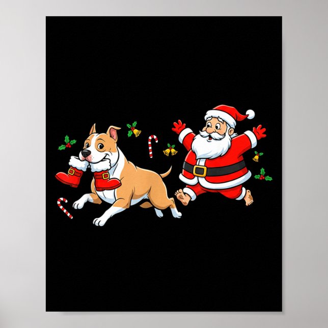 American Staffordshire Terrier Santa Claus Boots C Poster (Front)