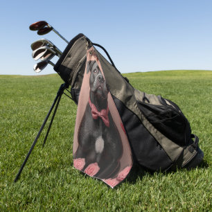 American Staffordshire with Roses -Valentine's Day Golf Towel