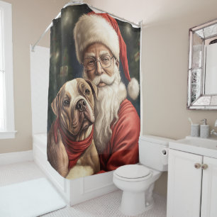 American Staffordshire with Santa Claus Christmas