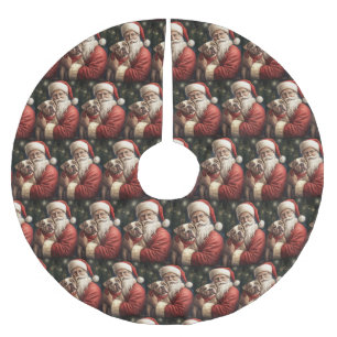 American Staffordshire with Santa Claus Christmas Brushed Polyester Tree Skirt