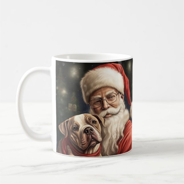 American Staffordshire with Santa Claus Christmas Coffee Mug (Left)