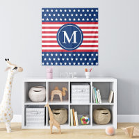 American Stars and Stripes Monogram Square