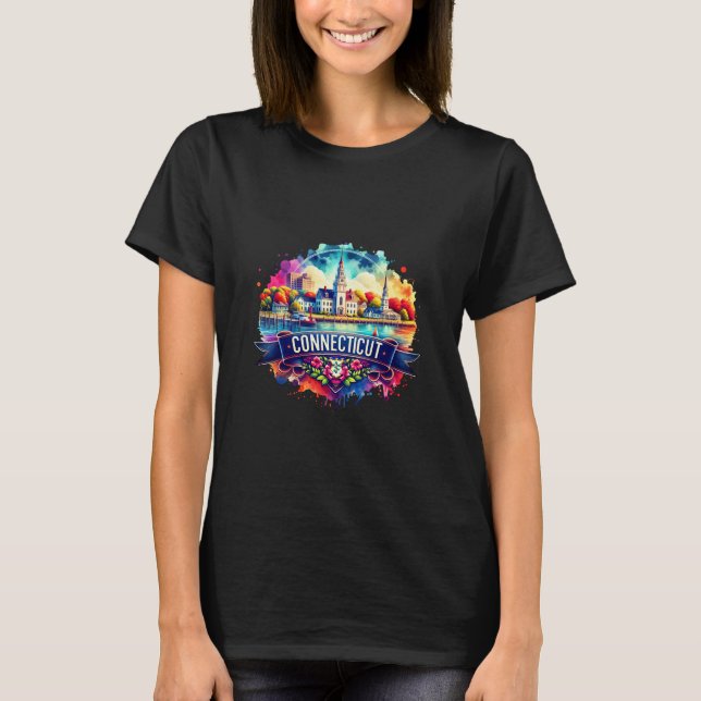 American State Map s - Connecticut USA map T-Shirt (Front)