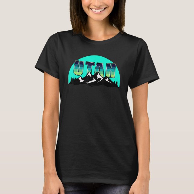 American State Utah Sun Moon Mountain Nature Hikin T-Shirt (Front)