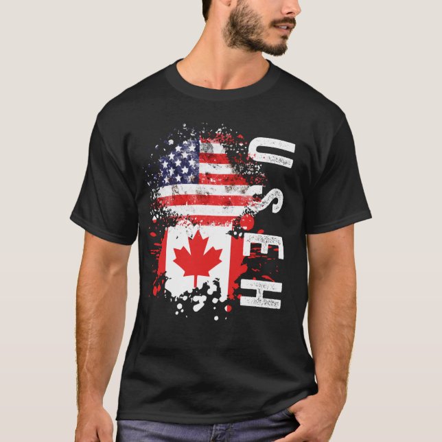 American States Canada Flags USA Canadian Roots Pa T-Shirt (Front)